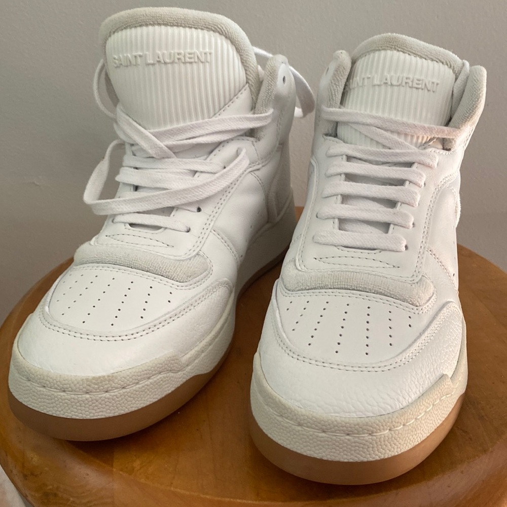 SL80 Saint Laurent white high tops